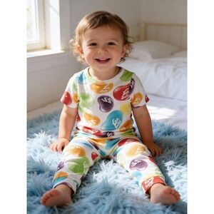 Jelly Belly Jellybean Pajama Set Size 4T Easter Pajamas Short Sleeve Shirt Pants